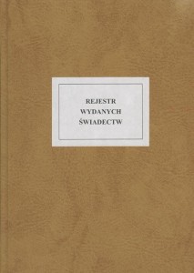 Rejestr wydanych świadectw