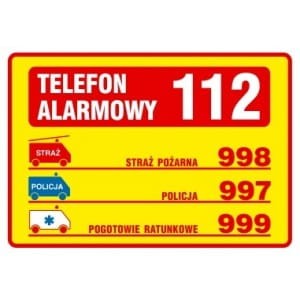 TABLICZKA TELEFONÓW ALARMOWYCH - wzór 2