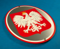 Godło RP (Godło Polski) owalne płaskie na dibondzie szczotkowanym na budynek (zewnętrzne) - rozmiar 22 cm x 32 cm.