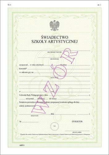 ART/3 Świadectwo promocyjne