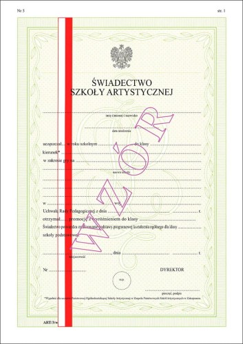 ART/3/w Świadectwo promocyjne