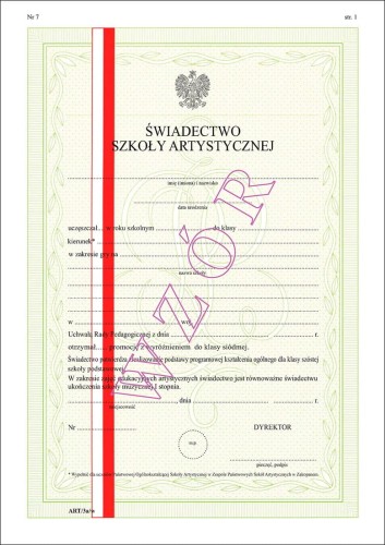 ART/3a/w Świadectwo promocyjne