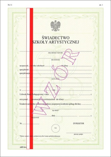 ART/4/w Świadectwo promocyjne