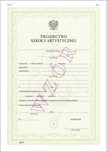 ART/5 Świadectwo promocyjne 