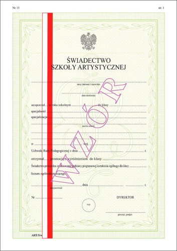 ART/5/w Świadectwo promocyjne