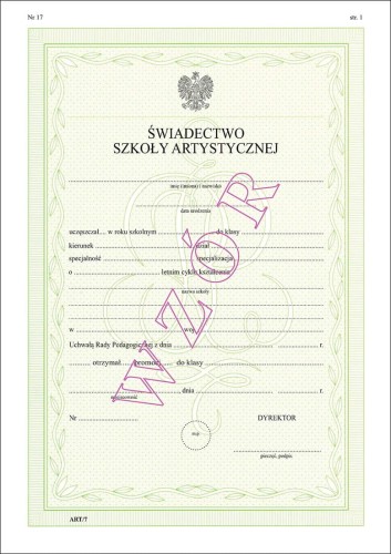 ART/7 Świadectwo promocyjne