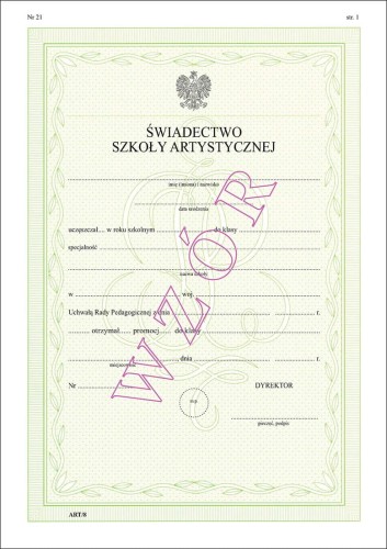 ART/8 Świadectwo promocyjne