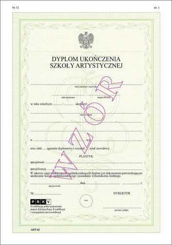 ART/42 Dyplom ukończenia