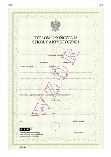 ART/44 Dyplom ukończenia