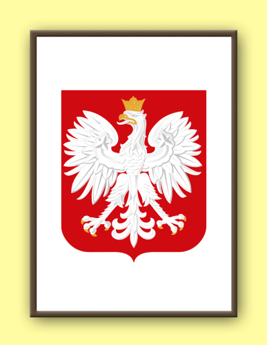 Godło Rzeczpospolitej Polskiej (Godło Polski) w aluminiowej ramce A4+ (różne kolory)