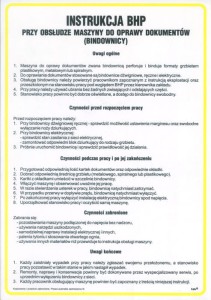 Instrukcja BHP przy obsłudze maszyny do oprawy dokumentów