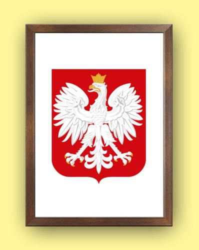 Godło Rzeczpospolitej Polskiej (Godło Polski) w prostokątnej ramce A3+ ciemny brąz