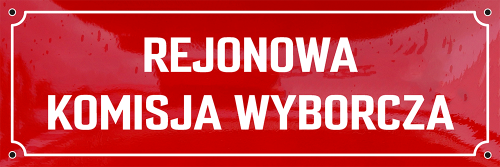 Tablica emaliowana z napisem "Rejonowa Komisja Wyborcza" na budynek (zewnętrzna) - rozmiar do wyboru