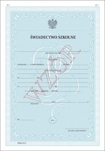 MEiN-I/1/1 - formularz świadectwa szkolnego 