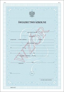 MEiN-I/3/1 - formularz świadectwa szkolnego 