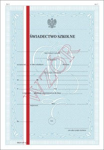MEiN-I/4-w/1 - formularz świadectwa szkolnego 