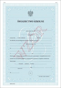 MEiN-I/5/1 - formularz świadectwa szkolnego 