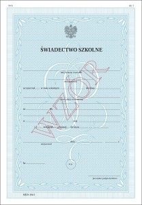 MEiN-I/6/1 - formularz świadectwa szkolnego 