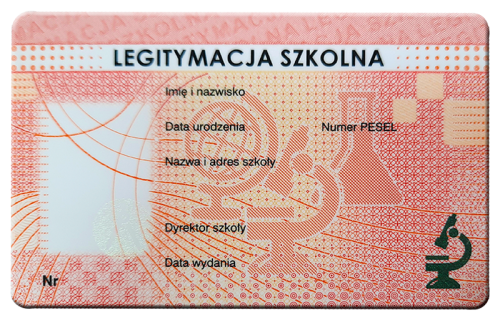 e-Legitymacja Szkolna, czysty blankiet niespersonalizowany, na karcie PCV