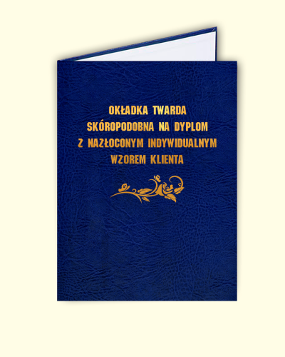 Okładka na dyplom złocona na zamówienie A4 - Okładka twarda skóropodobna na dyplom z nazłoconym indywidualnym wzorem klienta (cena powyżej 50 szt.) - koszt matrycy w cenie