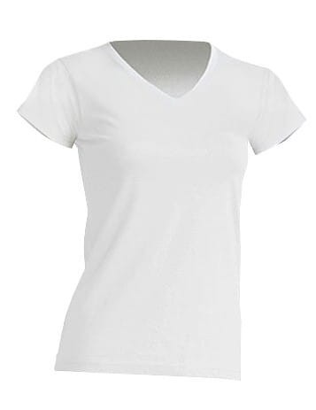 Koszulka damska (t-shirt) z krótkim rękawem - REGULAR LADY COMFORT V-NECK - kolor koszulki biały (WHITE)