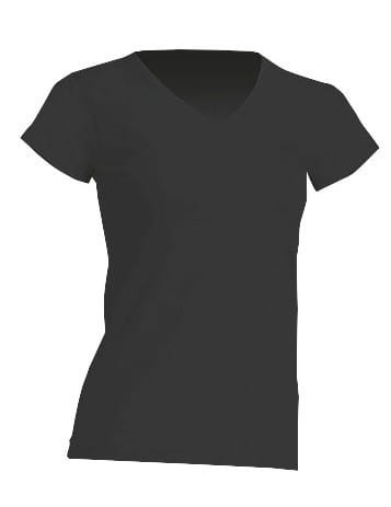 Koszulka damska (t-shirt) z krótkim rękawem - REGULAR LADY COMFORT V-NECK - kolor czarny (BLACK)