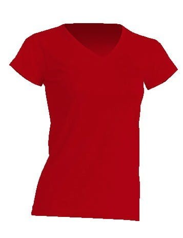 Koszulka damska (t-shirt) z krótkim rękawem - REGULAR LADY COMFORT V-NECK - kolor czerwony (RED)