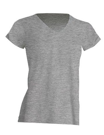 Koszulka damska (t-shirt) z krótkim rękawem - REGULAR LADY COMFORT V-NECK - kolor szary melanż (GREY MELANGE)