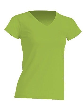 Koszulka damska (t-shirt) z krótkim rękawem - REGULAR LADY COMFORT V-NECK - kolor limonkowy zielony (LIME)