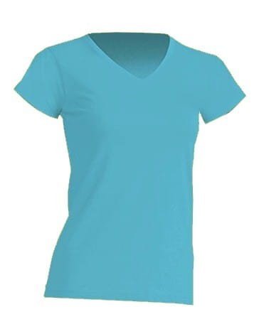 Koszulka damska (t-shirt) z krótkim rękawem - REGULAR LADY COMFORT V-NECK - kolor turkusowy (TURQUOISE)