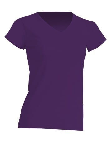 Koszulka damska (t-shirt) z krótkim rękawem - REGULAR LADY COMFORT V-NECK - kolor fioletowy (PURPLE)