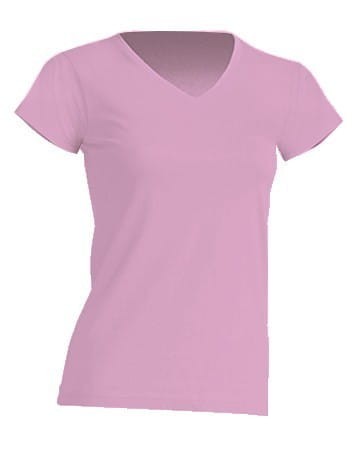 Koszulka damska (t-shirt) z krótkim rękawem - REGULAR LADY COMFORT V-NECK - kolor różowy (PINK)