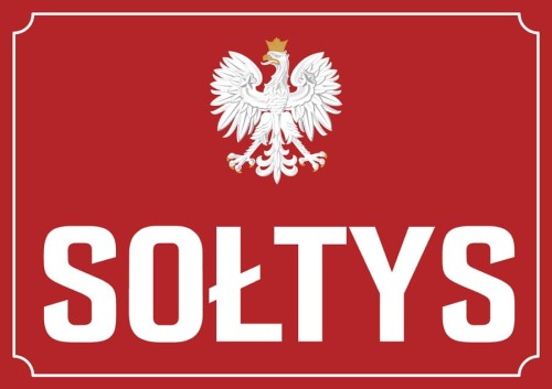 Tablica PCV z napisem "Sołtys" 30 cm x 21 cm z Godłem Polski