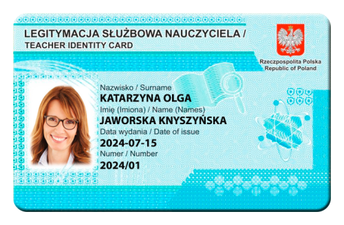 Legitymacja służbowa nauczyciela - nowy wzór 2025, ob. od 12.2025r.