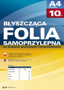 Samoprzylepna folia do drukarek atramentowych przezroczysta błysk op/10szt.