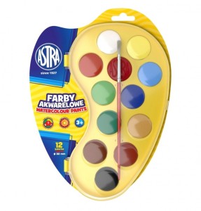 Farby akwarelowe 12 kolorów fi 30 mm - paletka