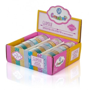 Taśma dekoracyjna brokatowa Glamour - display 24 sztuki