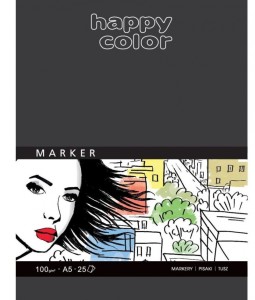 Blok do markerów, ART, 100g, A5, 25 ark, Happy Color