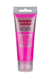 Farba akrylowa 75ml, różowy fluo, Happy Color