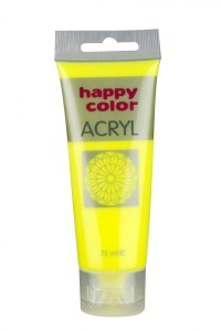 Farba akrylowa 75ml, żółty fluo, Happy Color