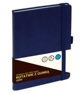 Notatnik GRAND z gumką granatowy A5/80 kartek 80gm- kratka