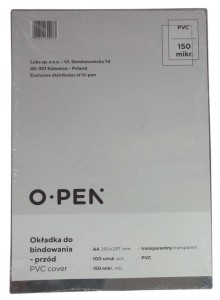 FOLIA OKŁADKA DO BINDOWANIA PRZÓD 150mic 100szt
