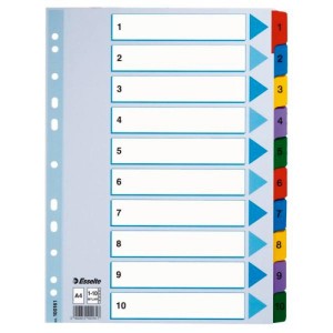 Przekładki Esselte Mylar z kartonu, A4, Wielobarwny
