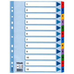 Przekładki Esselte Mylar z kartonu, A4, Wielobarwny