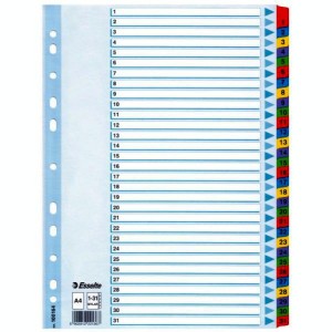 Przekładki Esselte Mylar z kartonu, A4, Wielobarwny