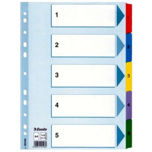 Przekładki Esselte Mylar z kartonu, A4, Wielobarwny
