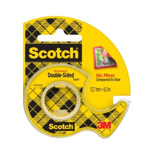 Taśma biurowa, dwustronna SCOTCH® (136D), z dyspenserem, 12,7mm, 6,3m