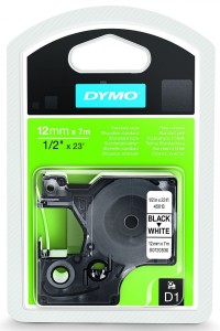 TAŚMA DO DRUK. D1 12mm/7m CZARNY/BIAŁY S0720530