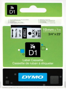TAŚMA DO DRUK. D1 19mm/7m CZARNY/BIAŁY S0720830