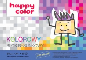 Blok rysunkowy kolorowy A4, 80g, 15 ark, Happy Color